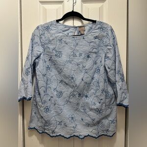 Chico's Light Blue Embroidered‎ Women's Blouse